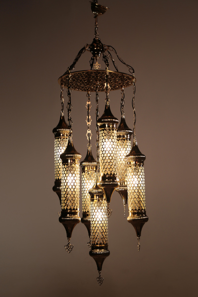 7in1 Gold Blown Glass Chandeliers